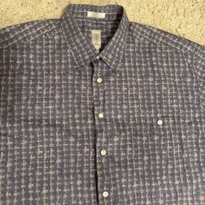 Burma Bibas Shirt Mens Blue XL All Over Print Pocket 60 Singles Lawn Button Up
